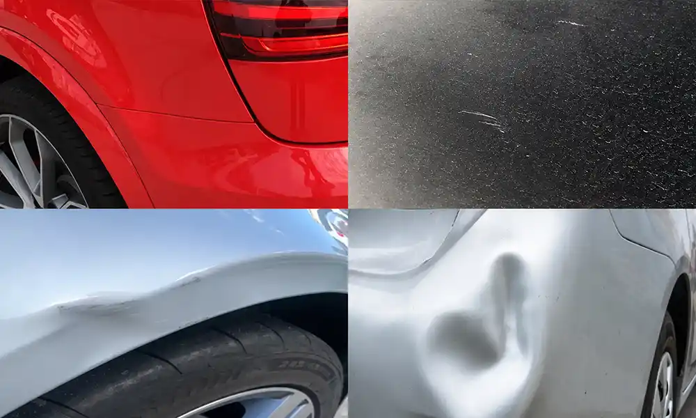 Visual chart showing the 4 severity levels of car dents