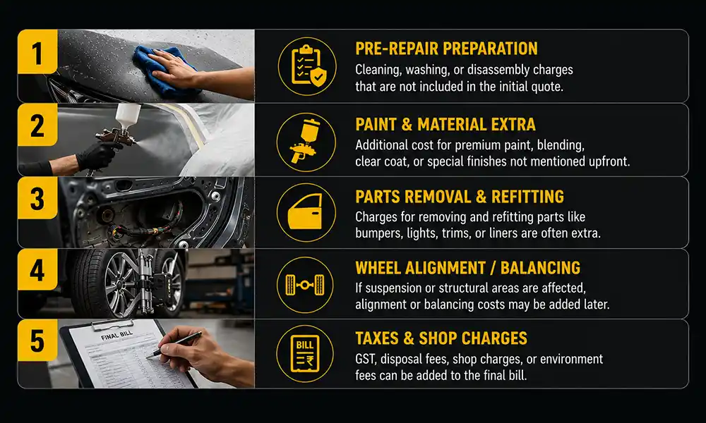 Checklist of 5 hidden costs in car dent repair quotes
